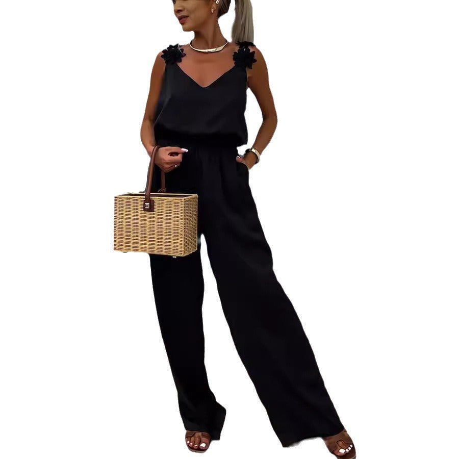 Sleeveless Pocket Jumpsuit Casual Loose