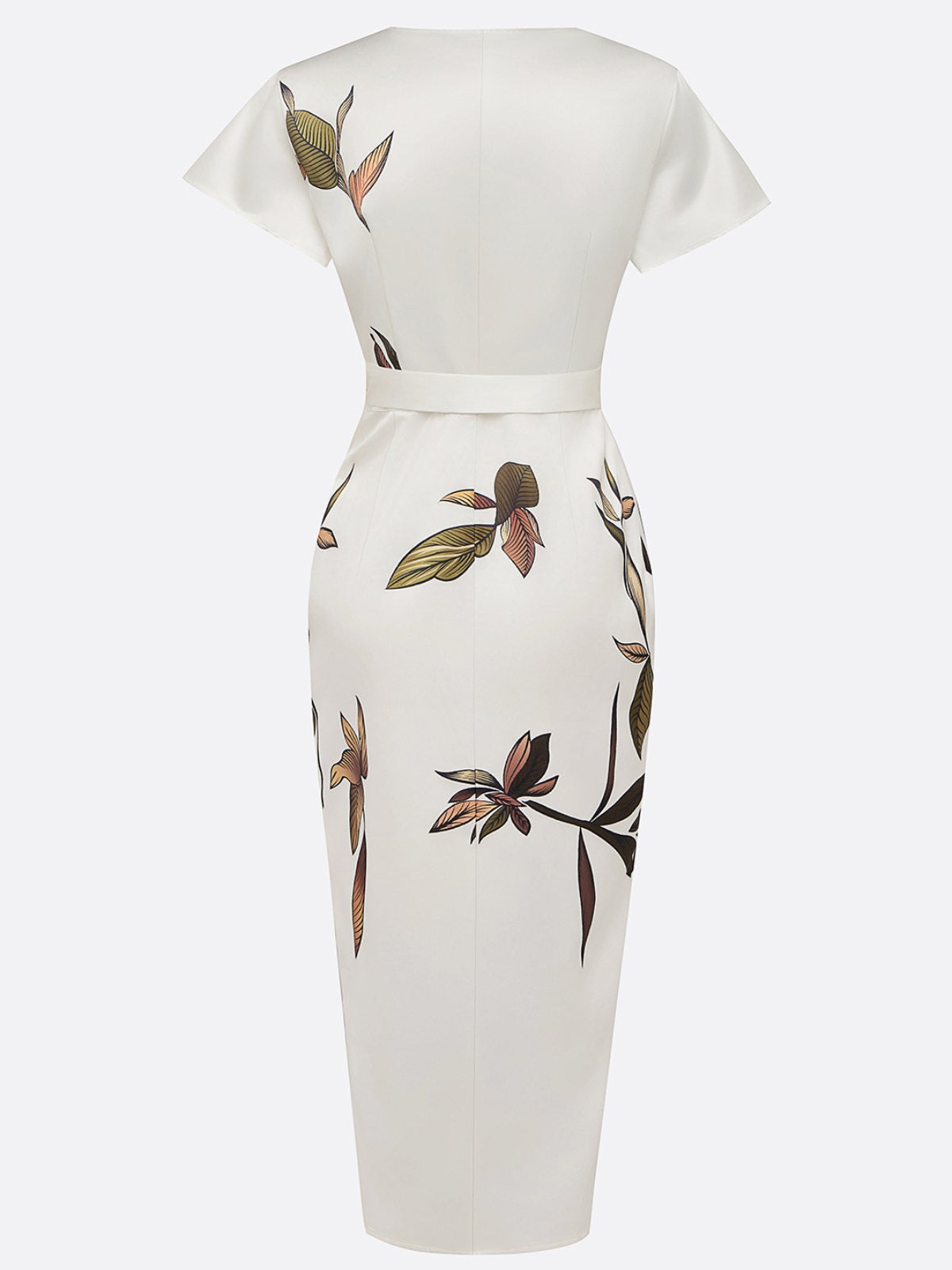 European And American V-neck Short-sleeved Lace-up Digital Printed Dress