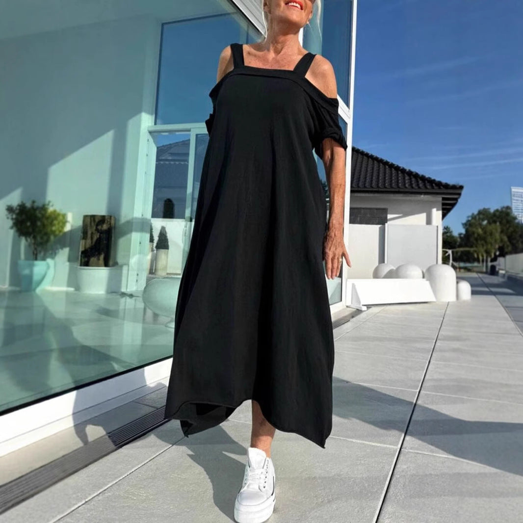 Suspenders Loose Long Dress Cotton