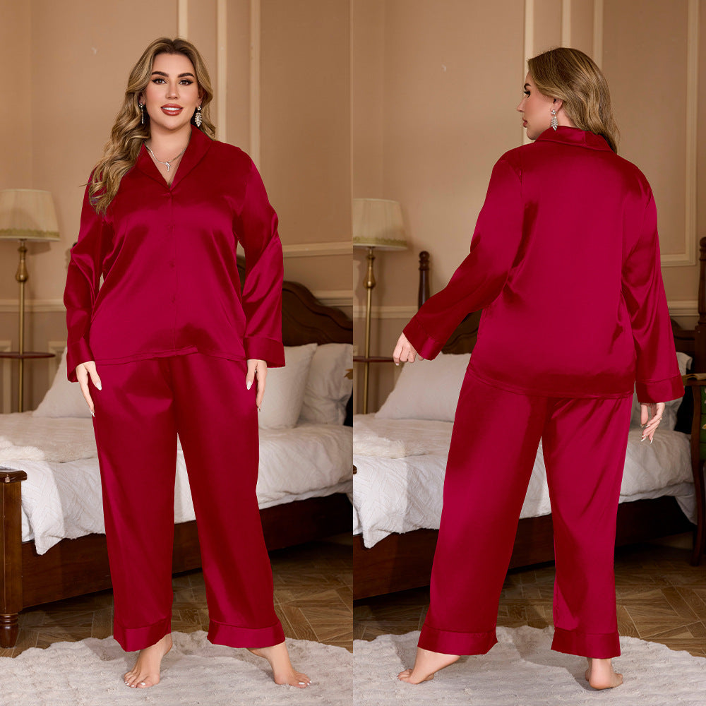 Women's Plus Size Cardigan Ice Silk Pajamas