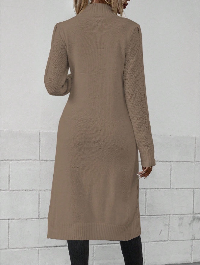 Women Crew Neck Long Sleeve Split Hem Minimalist Sweater