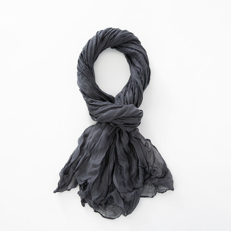 Women's Natural Wrinkle Pure Linen Scarf Shawl