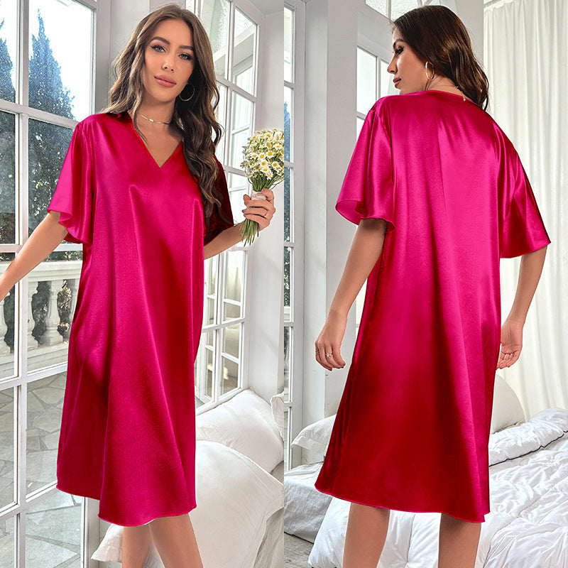 Large Size Ice Silk Pajamas Cooling Feeling Thin