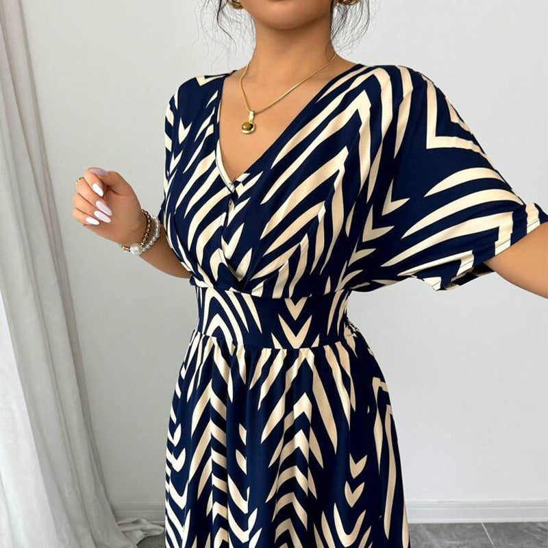 Twill Dress Short Sleeve Waist-controlled