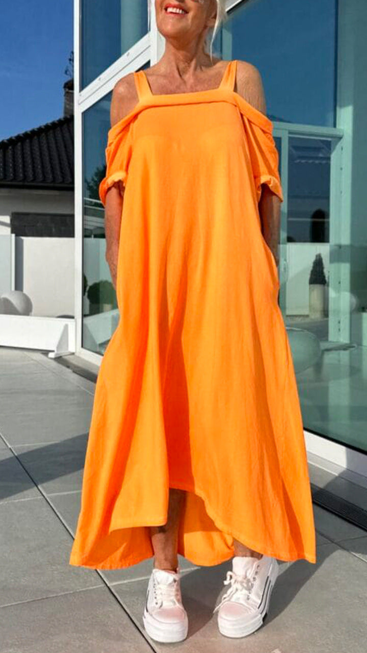 Suspenders Loose Long Dress Cotton