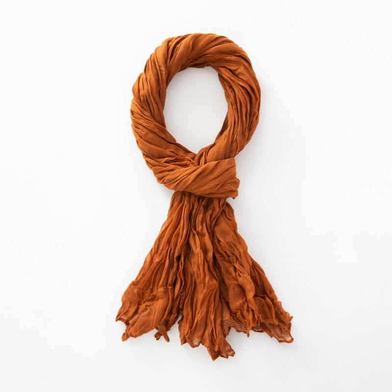 Women's Natural Wrinkle Pure Linen Scarf Shawl