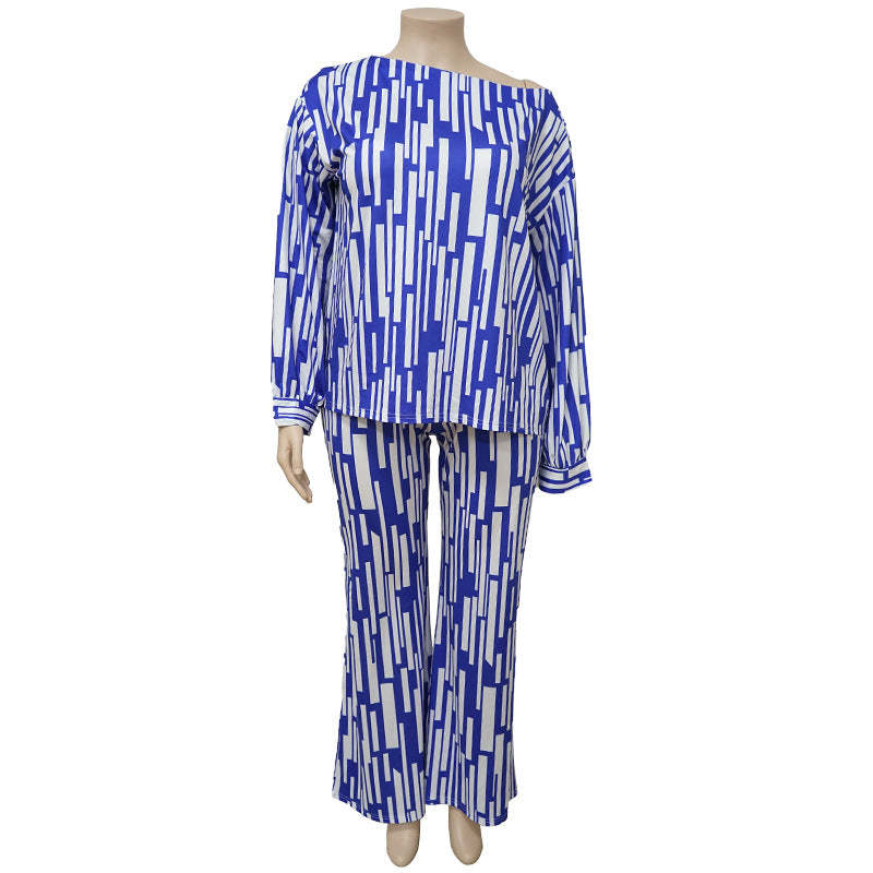 Plus Size Fat Women Two-piece Suit 4xl Ladies Set Tops