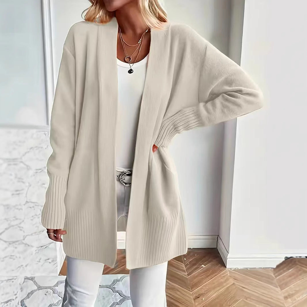 Women's Solid Color Knit Casual Simple Cardigan