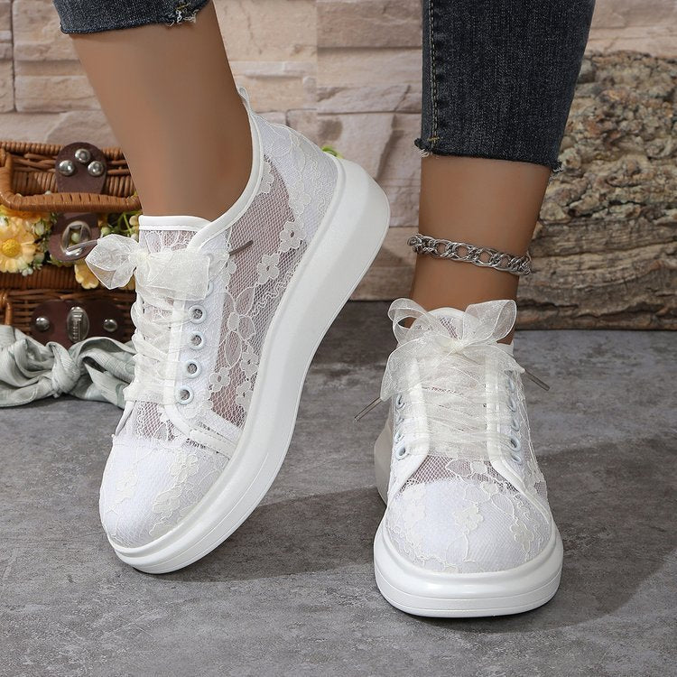 All-matching Graceful Sexy Lace Print Stitching Breathable Casual sneakers