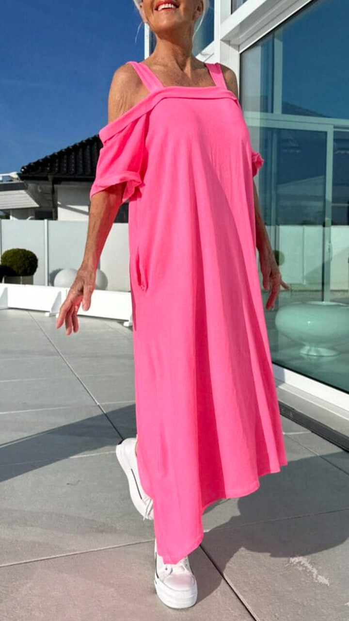 Suspenders Loose Long Dress Cotton