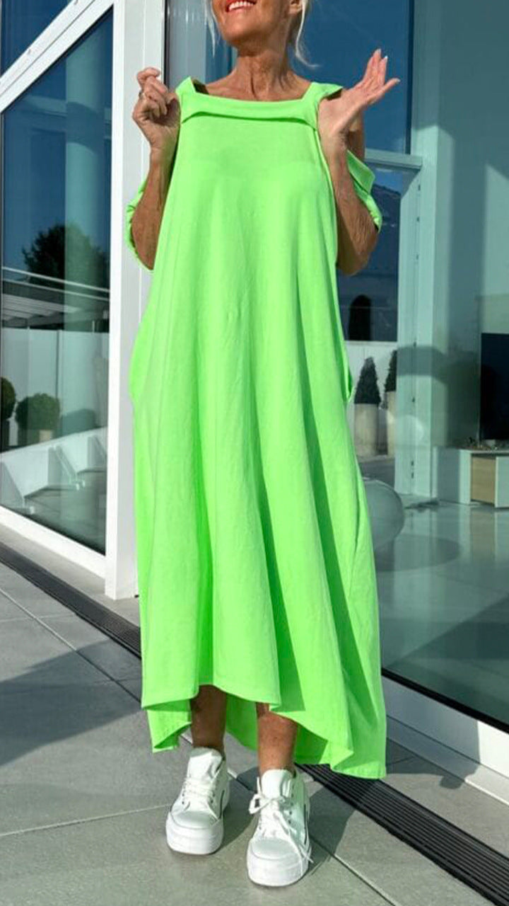 Suspenders Loose Long Dress Cotton