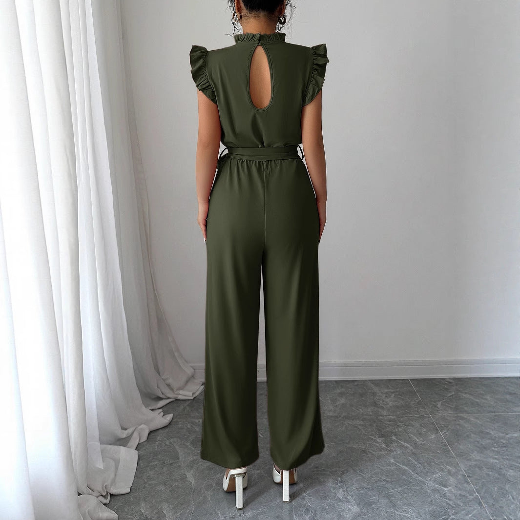 Simple Fashion Ruffled Short Sleeves Corset Jumpsuit For Women