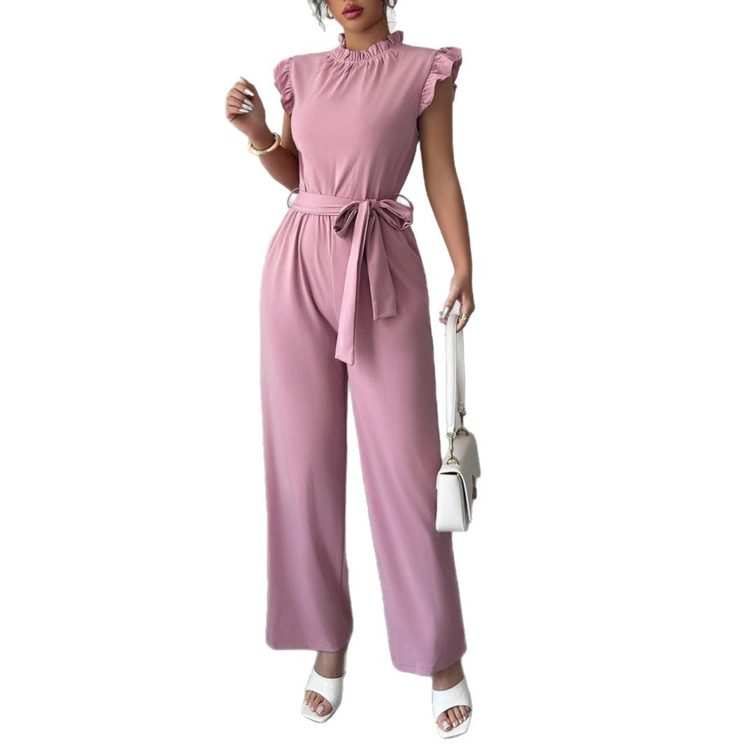 Simple Fashion Ruffled Short Sleeves Corset Jumpsuit For Women