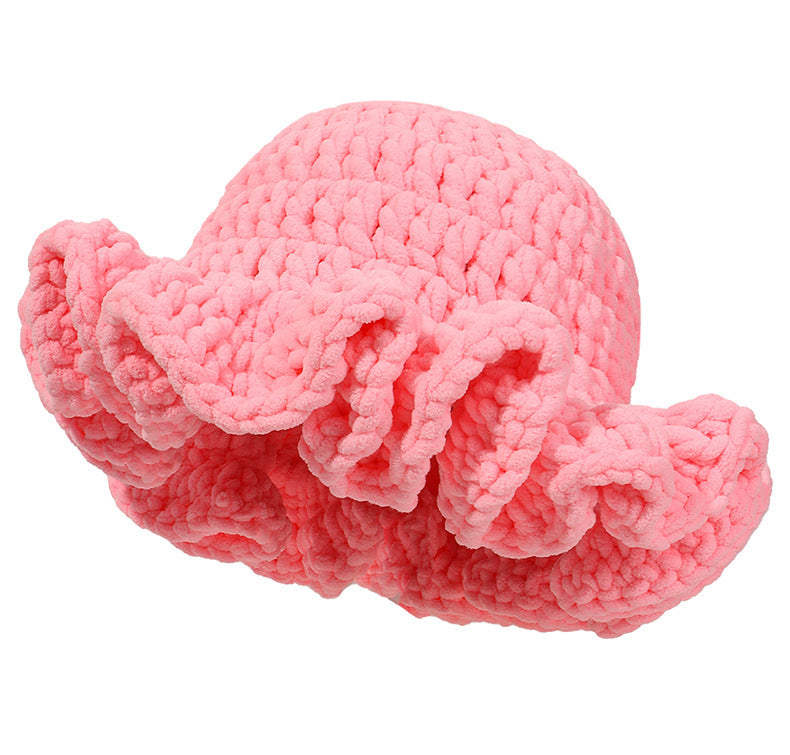 Knitted Pleated Ruffled Fashion Woolen Hat