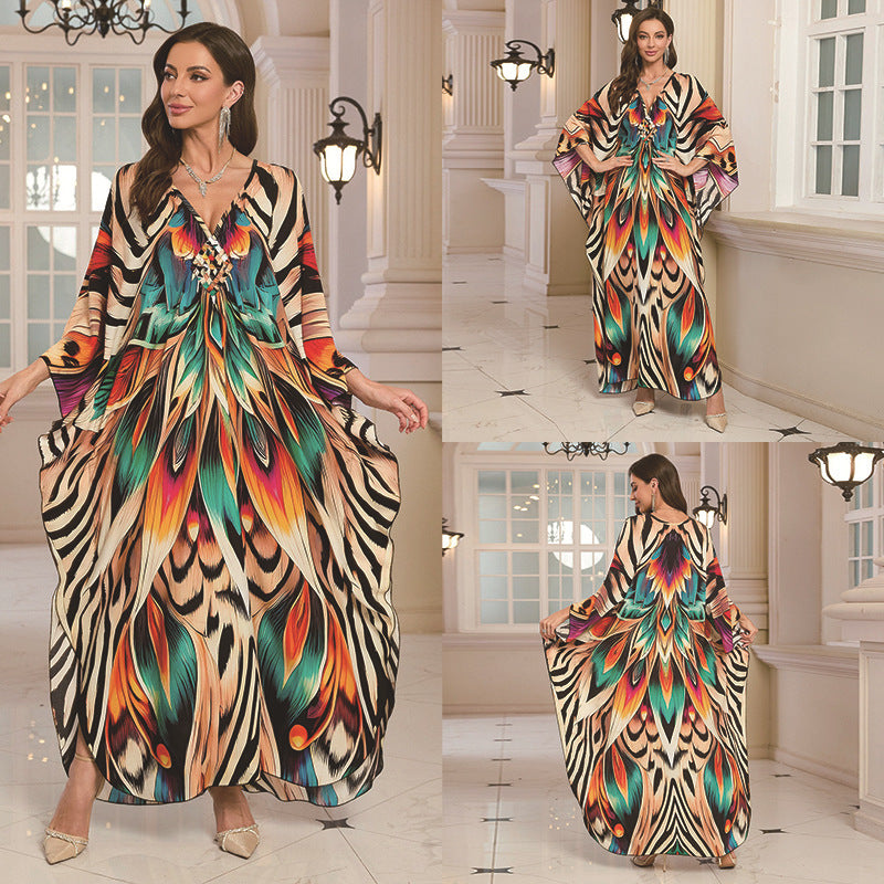 Fashion Personalized Cotton Printed Beach Dress Women