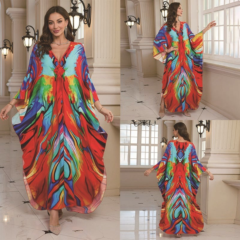 Fashion Personalized Cotton Printed Beach Dress Women