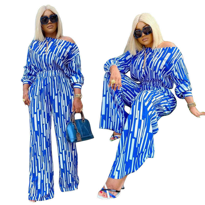 Plus Size Fat Women Two-piece Suit 4xl Ladies Set Tops