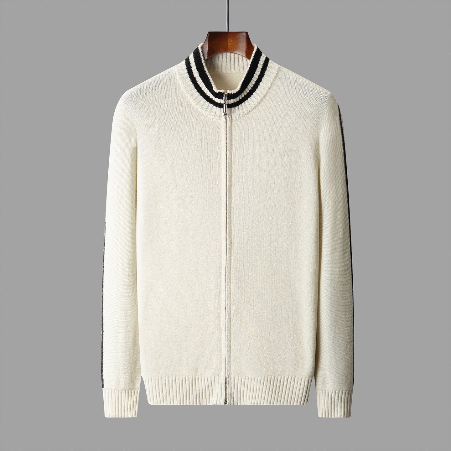 Men's Half-high Collar Knitted Slim-fitting All-matching Striped Sweater