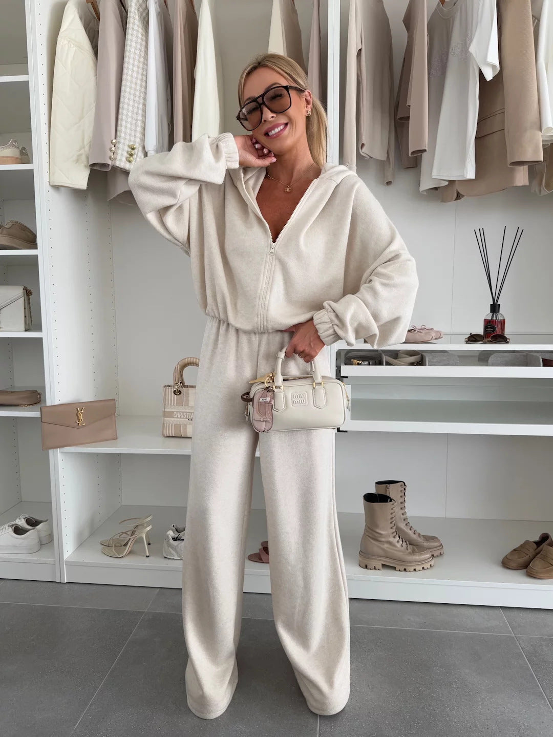 Elastic Trousers Two-piece Set Women