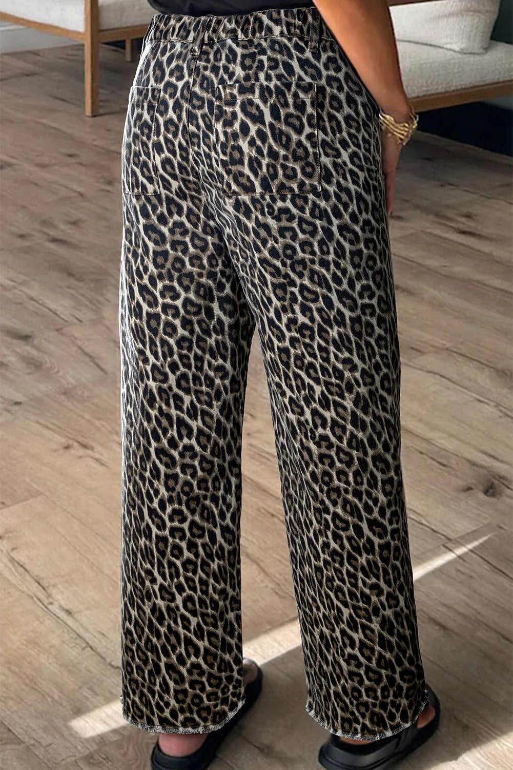 Leopard Straight Loose Leg Jeans