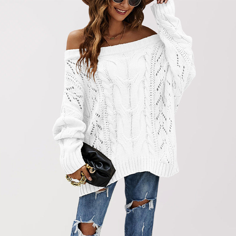 Strapless Loose Off Shoulder Solid Color Pullover Sweater
