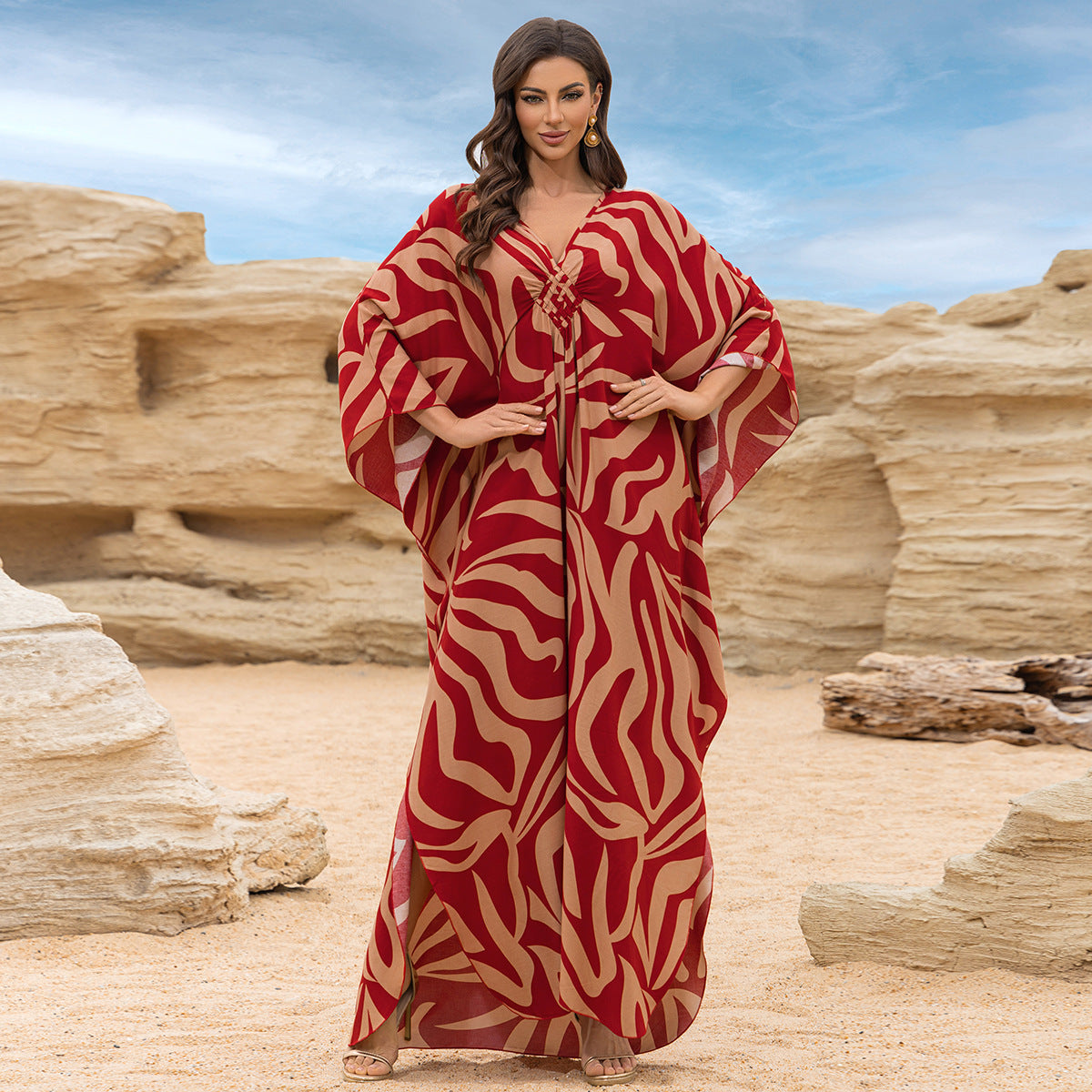 Fashion Personalized Cotton Printed Beach Dress Women