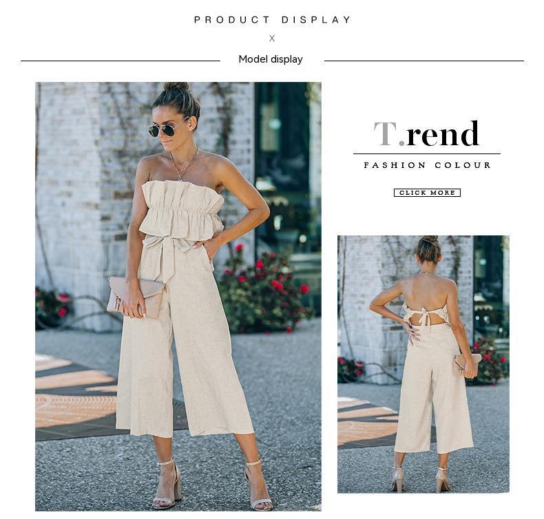 Sleeveless Pleated One-piece Ankle-length Pants