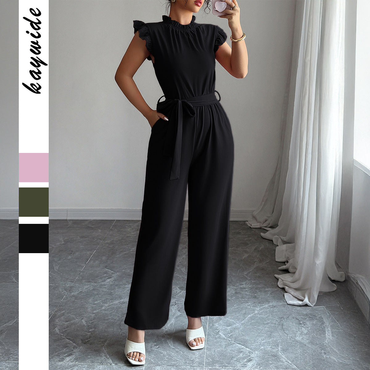 Simple Fashion Ruffled Short Sleeves Corset Jumpsuit For Women