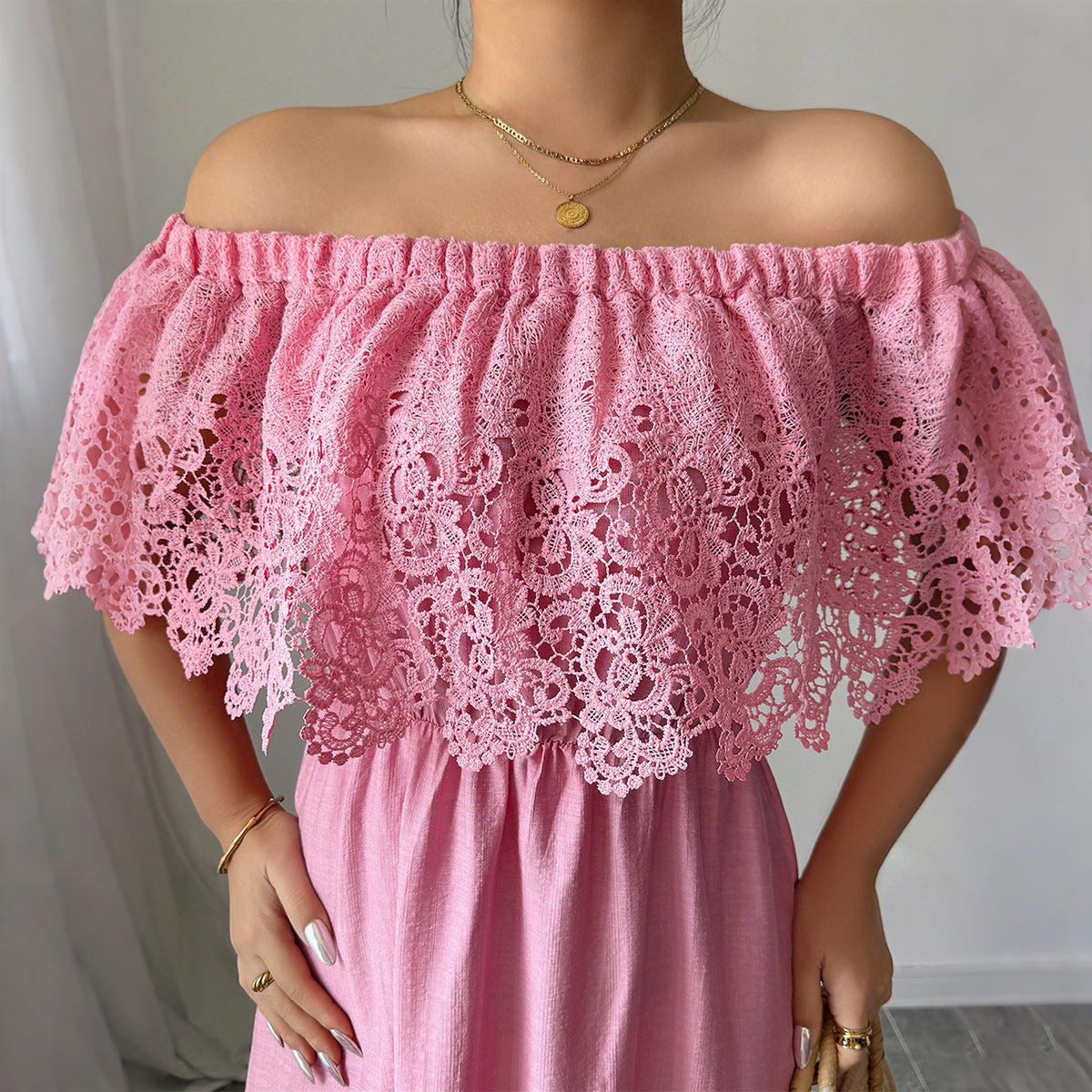 Elegant Style Off-shoulder A- Line Dress