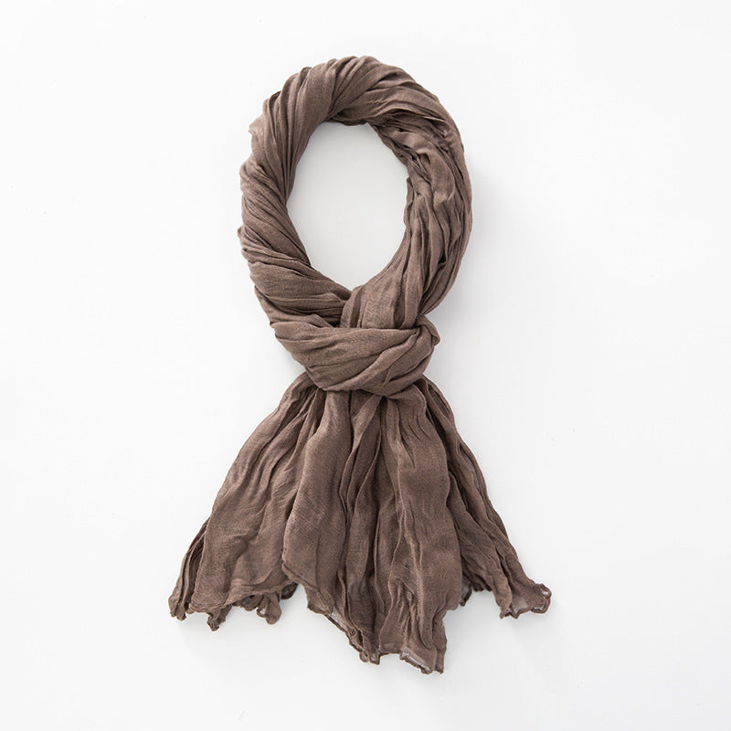 Women's Natural Wrinkle Pure Linen Scarf Shawl