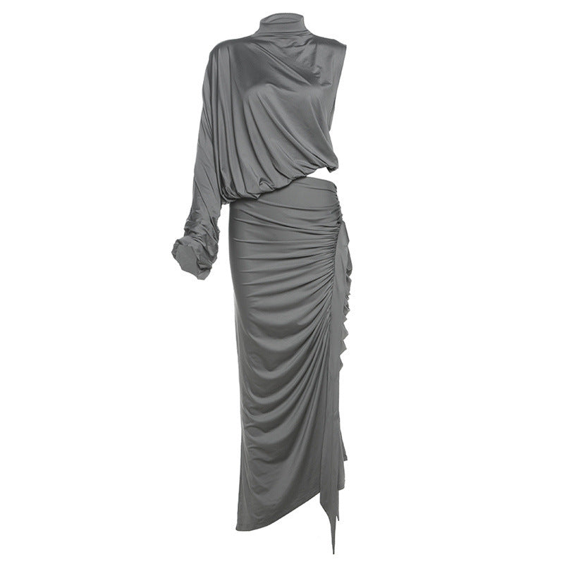 Women's Half Turtleneck Shoulder Sleeve Top Suit