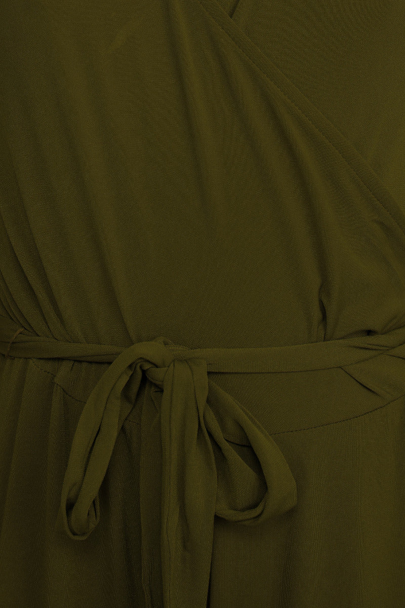 Nina Leonard V-Neck Sleeveless Front Tie Waist Jersey Jumpsuit