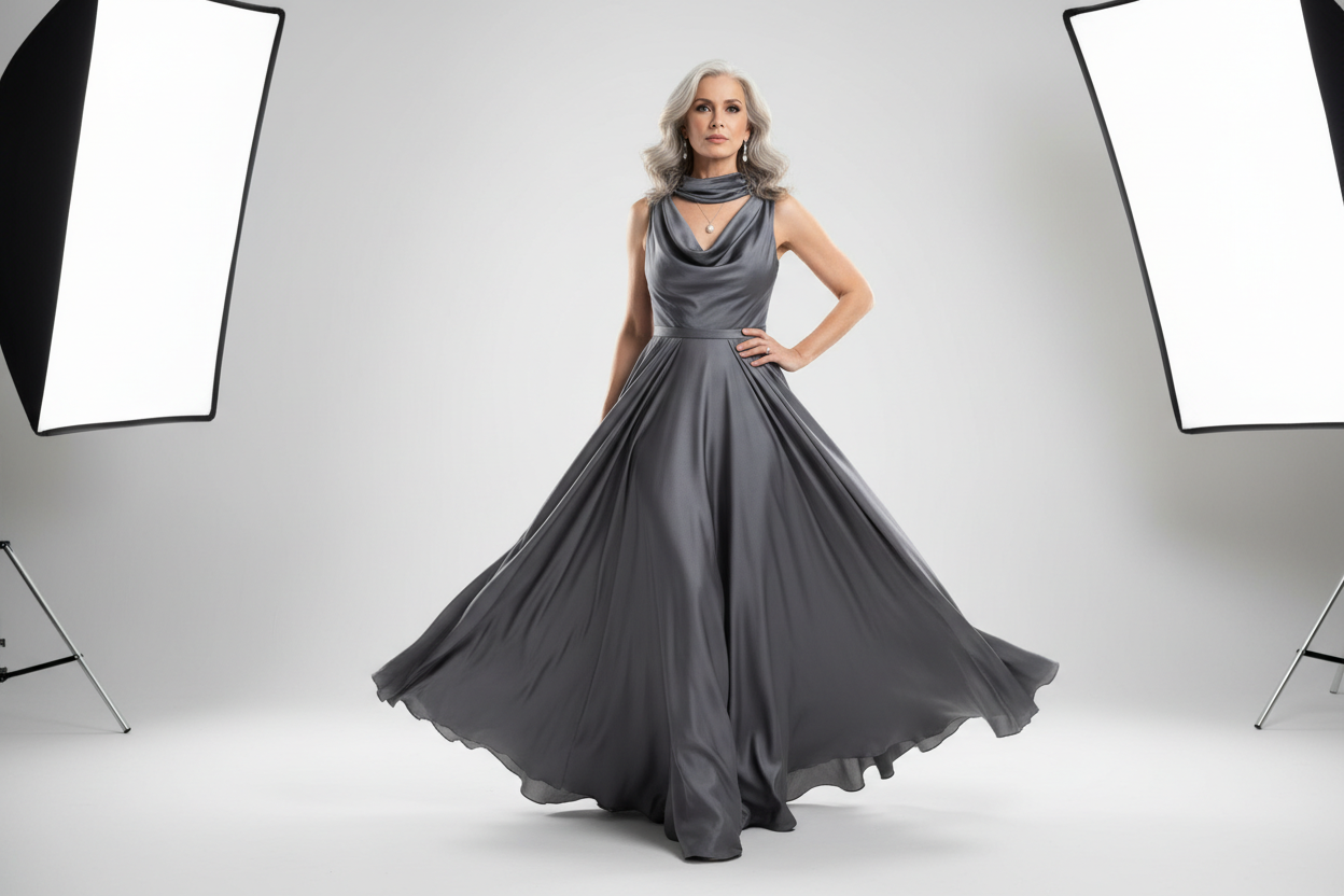 woman wearing a gown doing a photoshoot