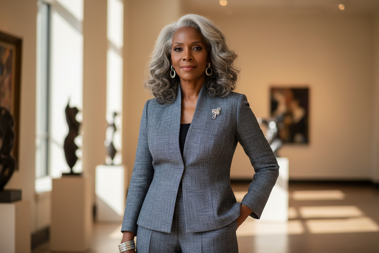 mature powerful African American woman in suit