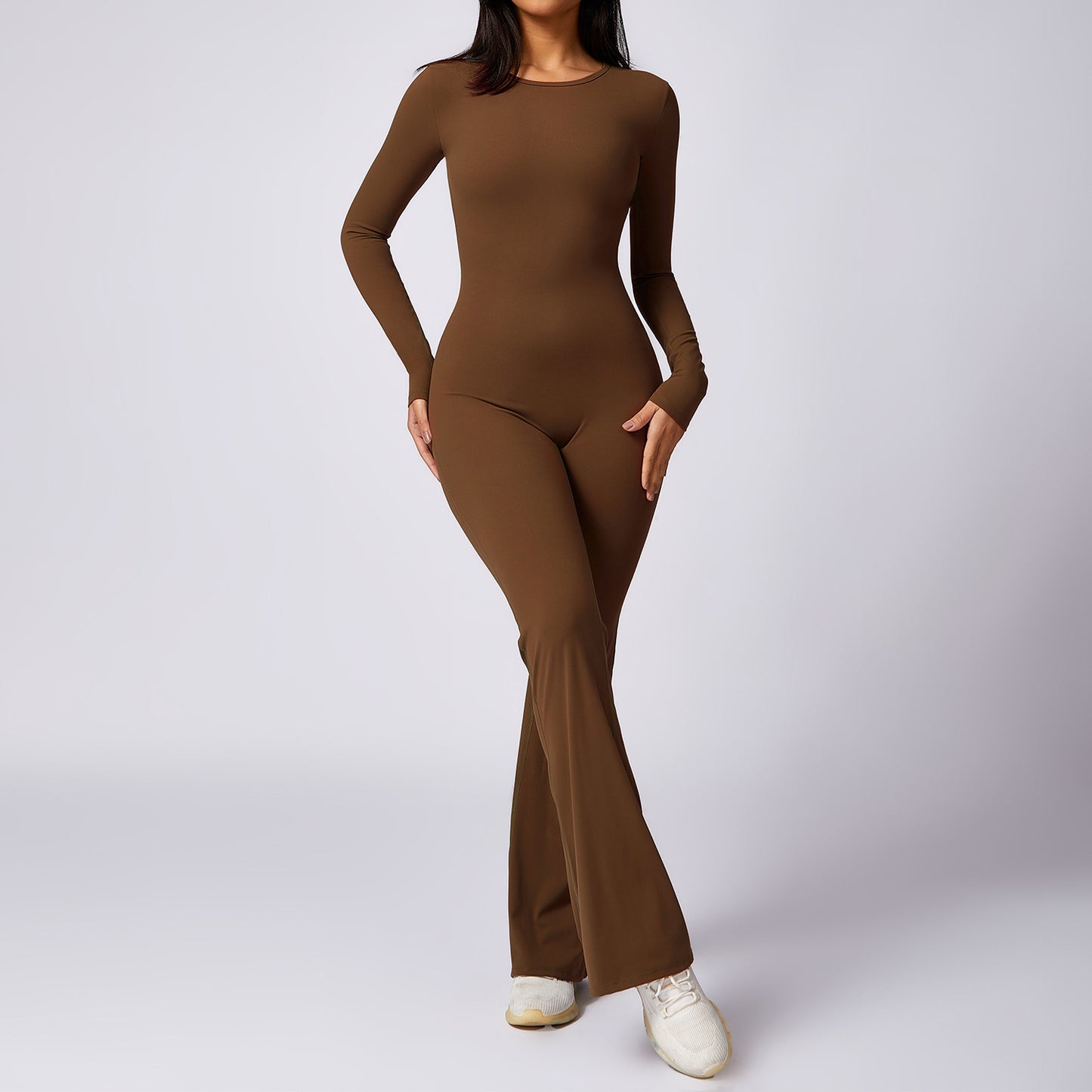 Leisure Horn Long Sleeve Yoga Jumpsuit Tight Quick-drying Sports Workout