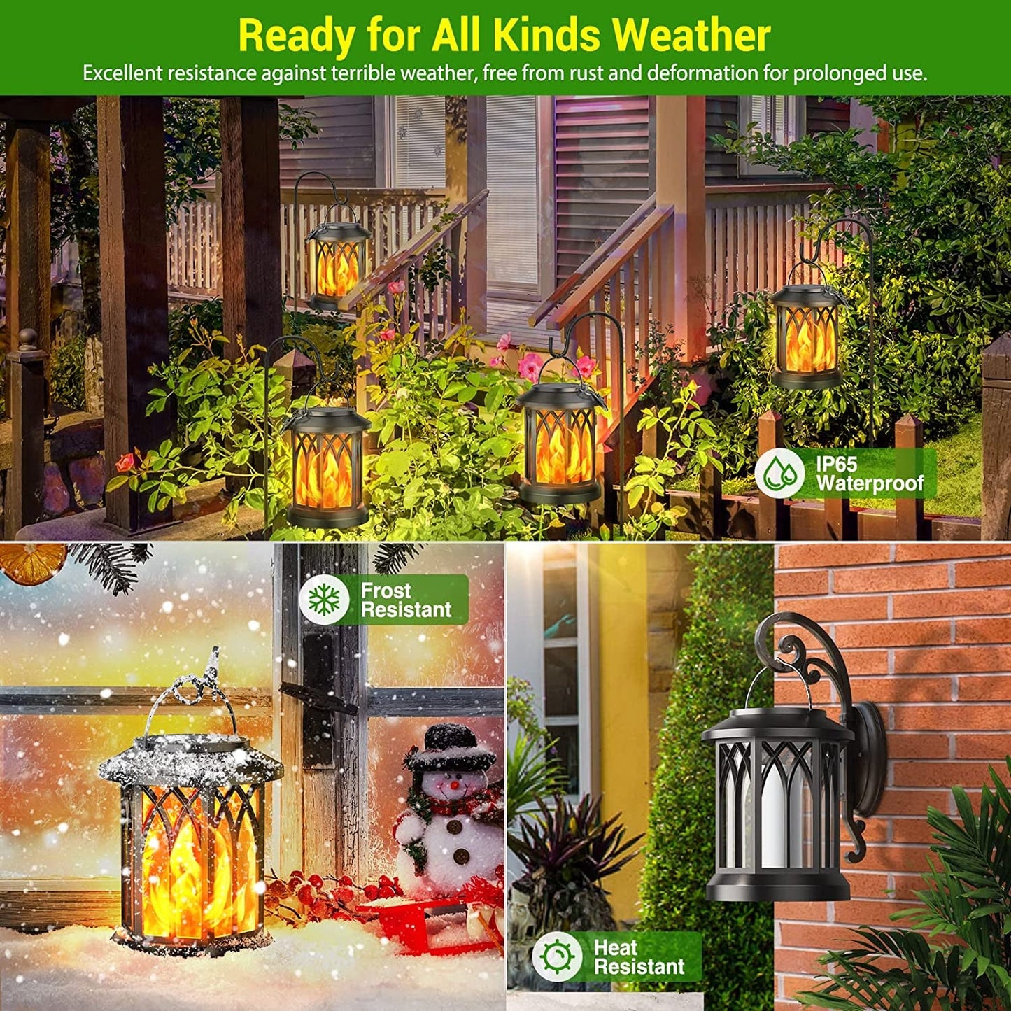 KOOPER Solar Lanterns – Vivid Dancing Flame Outdoor Lights for Garden & Patio