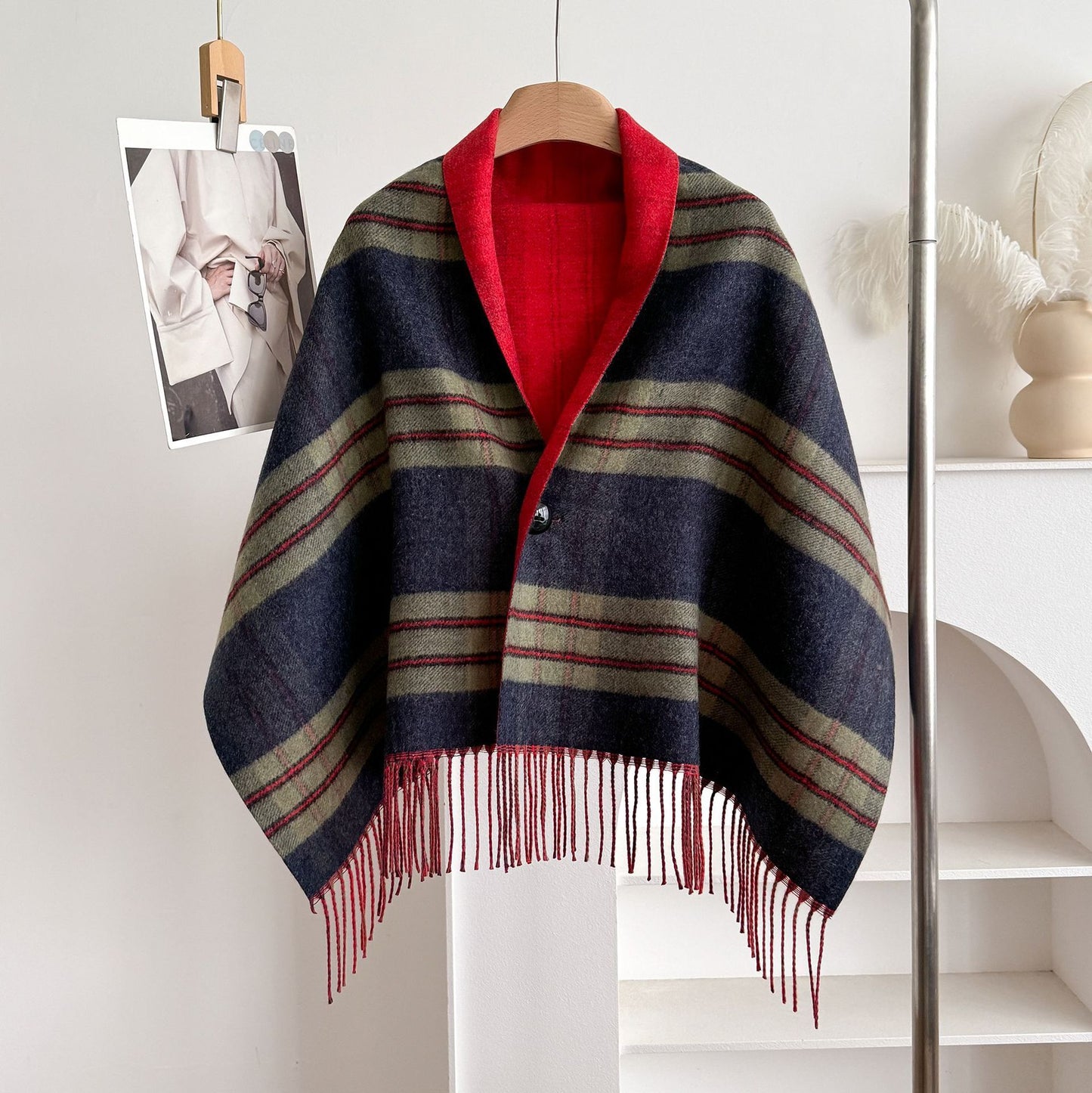 Tassel Wool Cloak Double-sided Shawl Multi-functional Warm Scarf