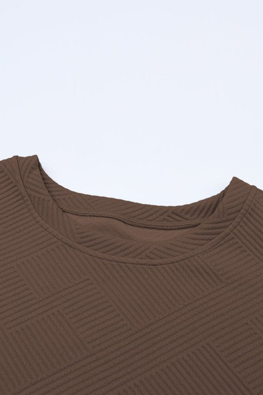 Solid Textured T-Shirt and Drawstring Pants Set