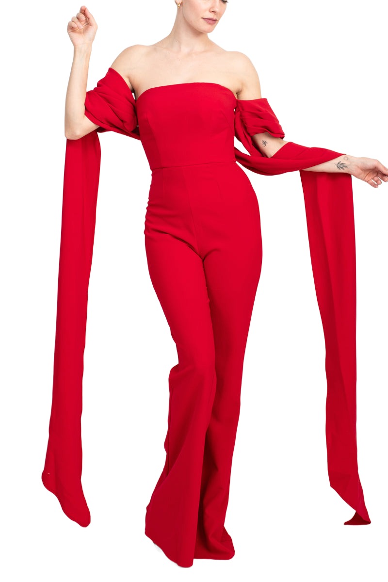 Jovani Off The Shoulder Scuba Crepe Prom Jumpsuit