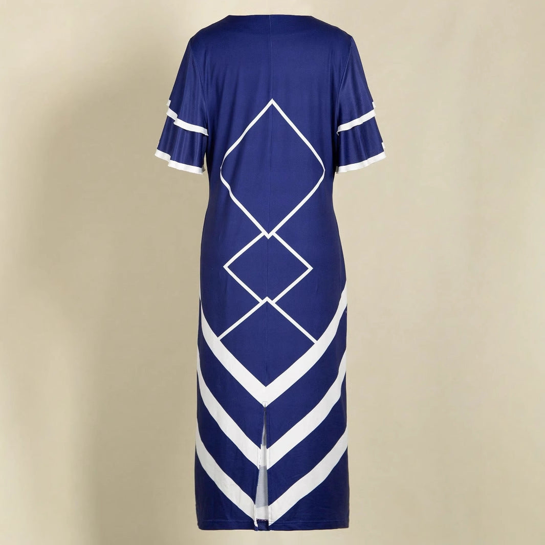 Printed Fashionable Elegant Slim-fit Sheath Plus Size Dress