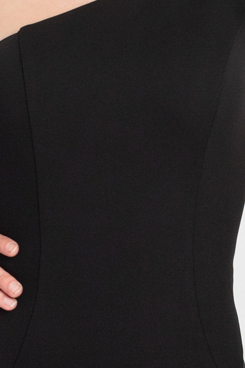 Jovani Fitted One Shoulder Slit Front Crepe Gown