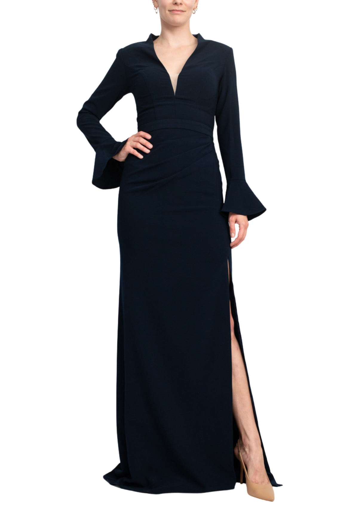 Jovani Crepe Side Slit Column Silhouette Gown