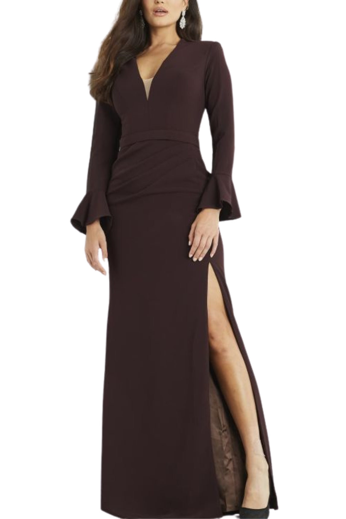 Jovani Crepe Side Slit Column Silhouette Gown