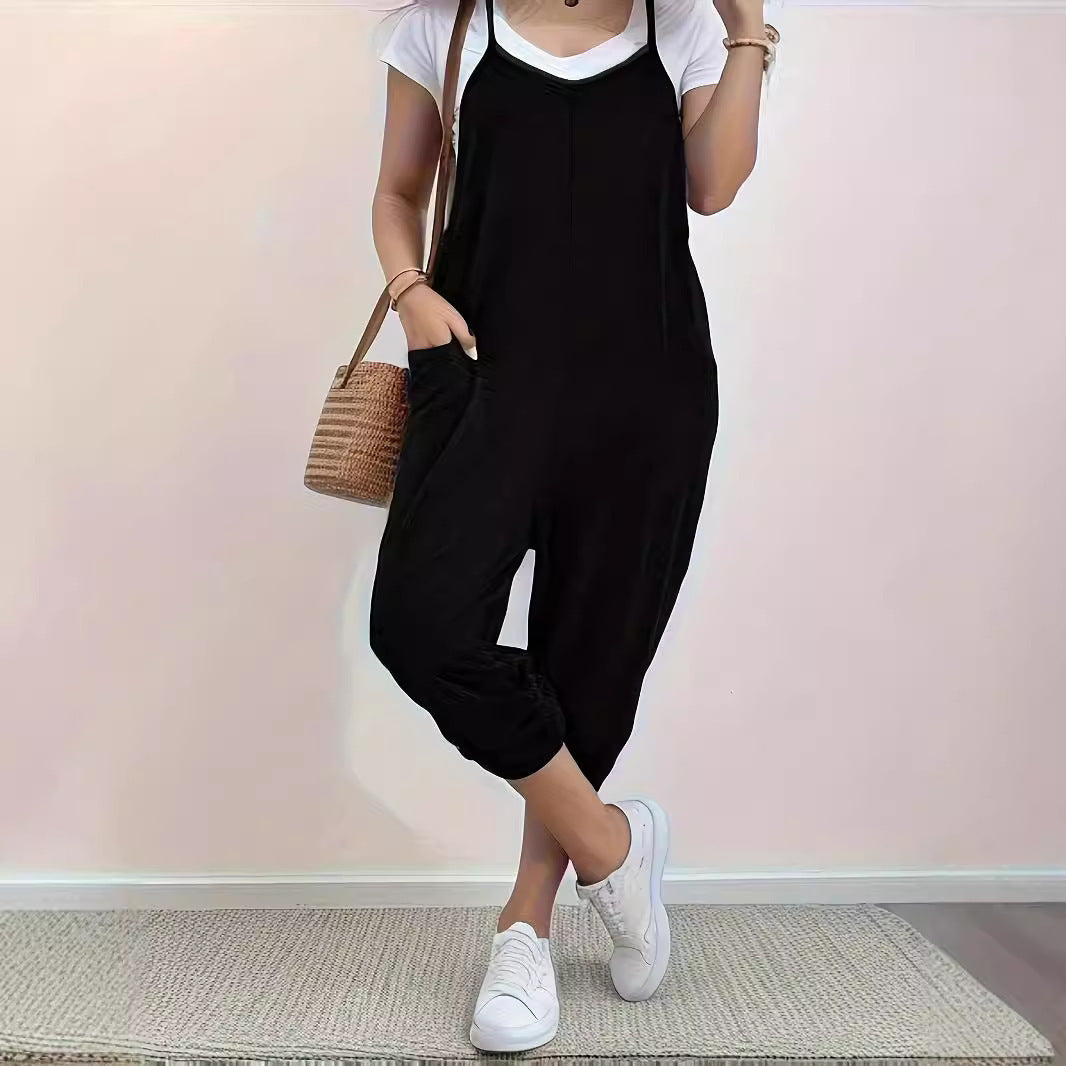 Pocket Sling Loose Casual Jumpsuit Women