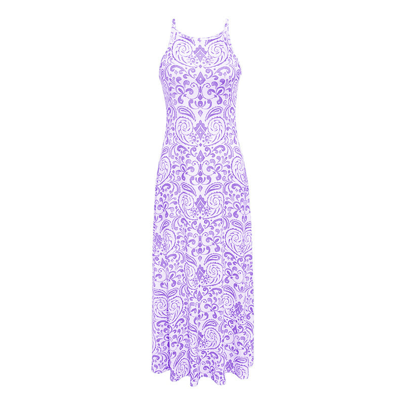 Womens Summer Halter Dress Casual Loose Boho Floral Sundresses Flowy Beach Vacation Outfits