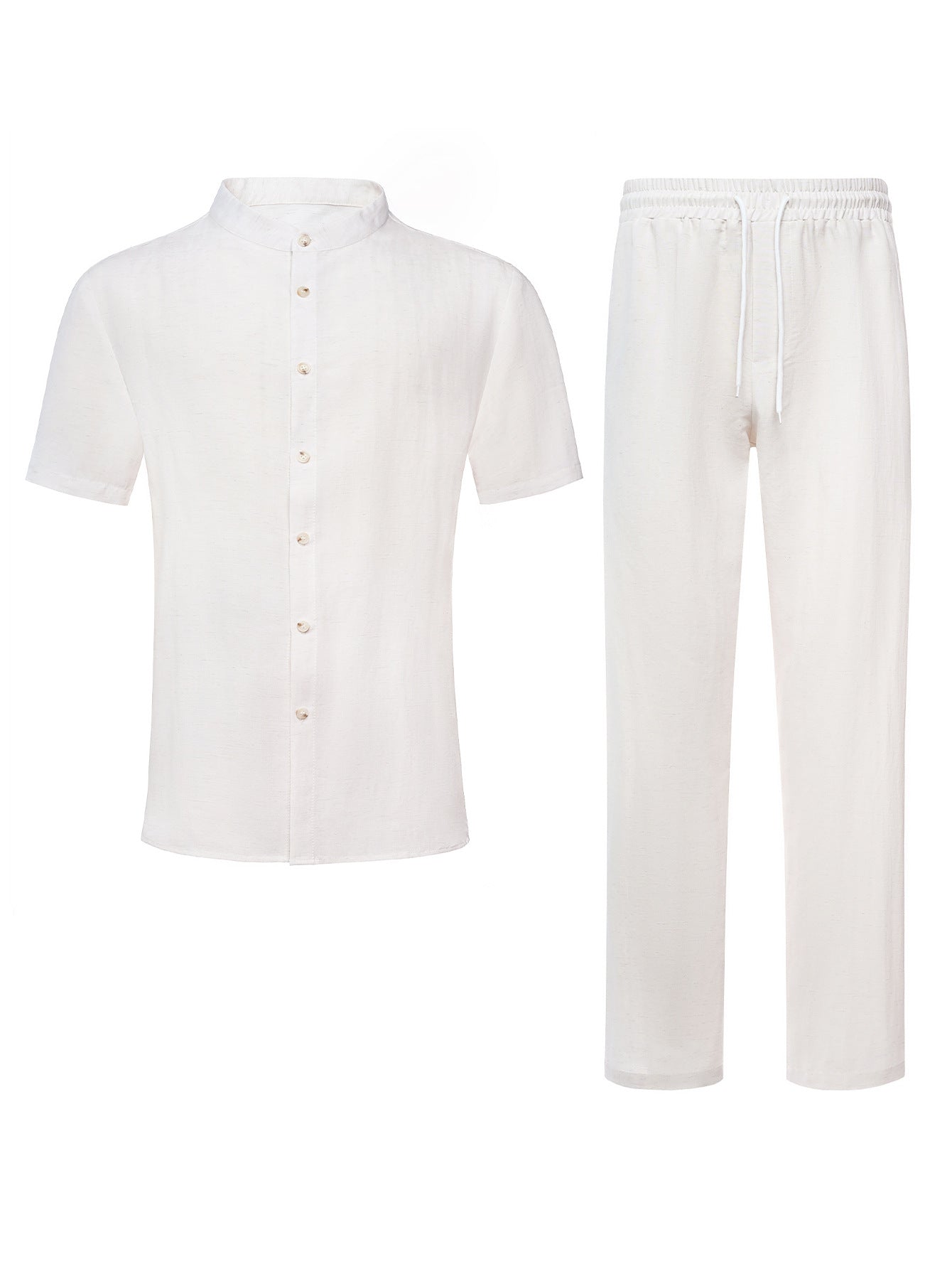 Men's Stand-Up Collar Breathable Shirt And Loose-Fitting Trousers Set