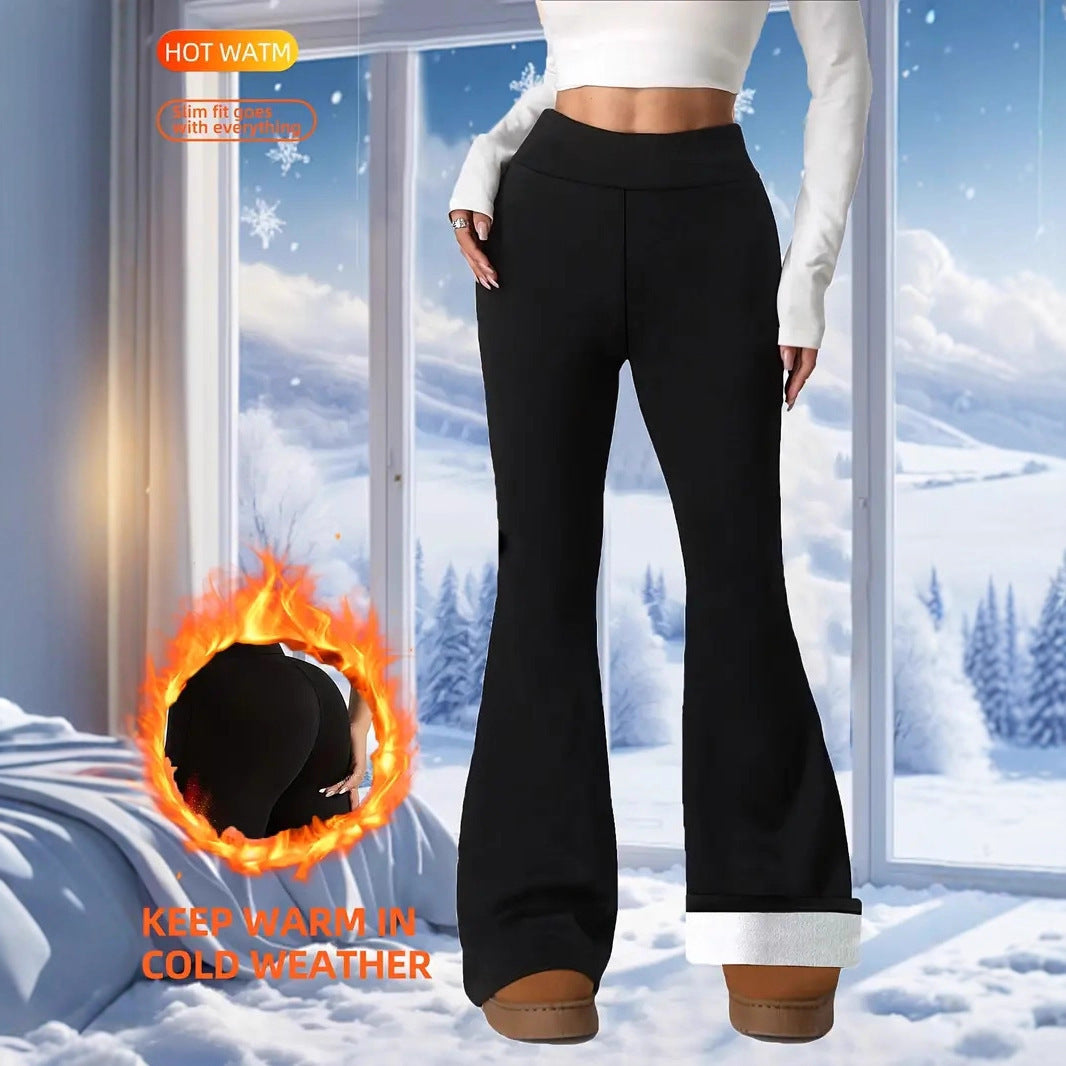 Women's High Waist Flared Pants Belly Contracting And Hip Lifting Thickened Casual Pants