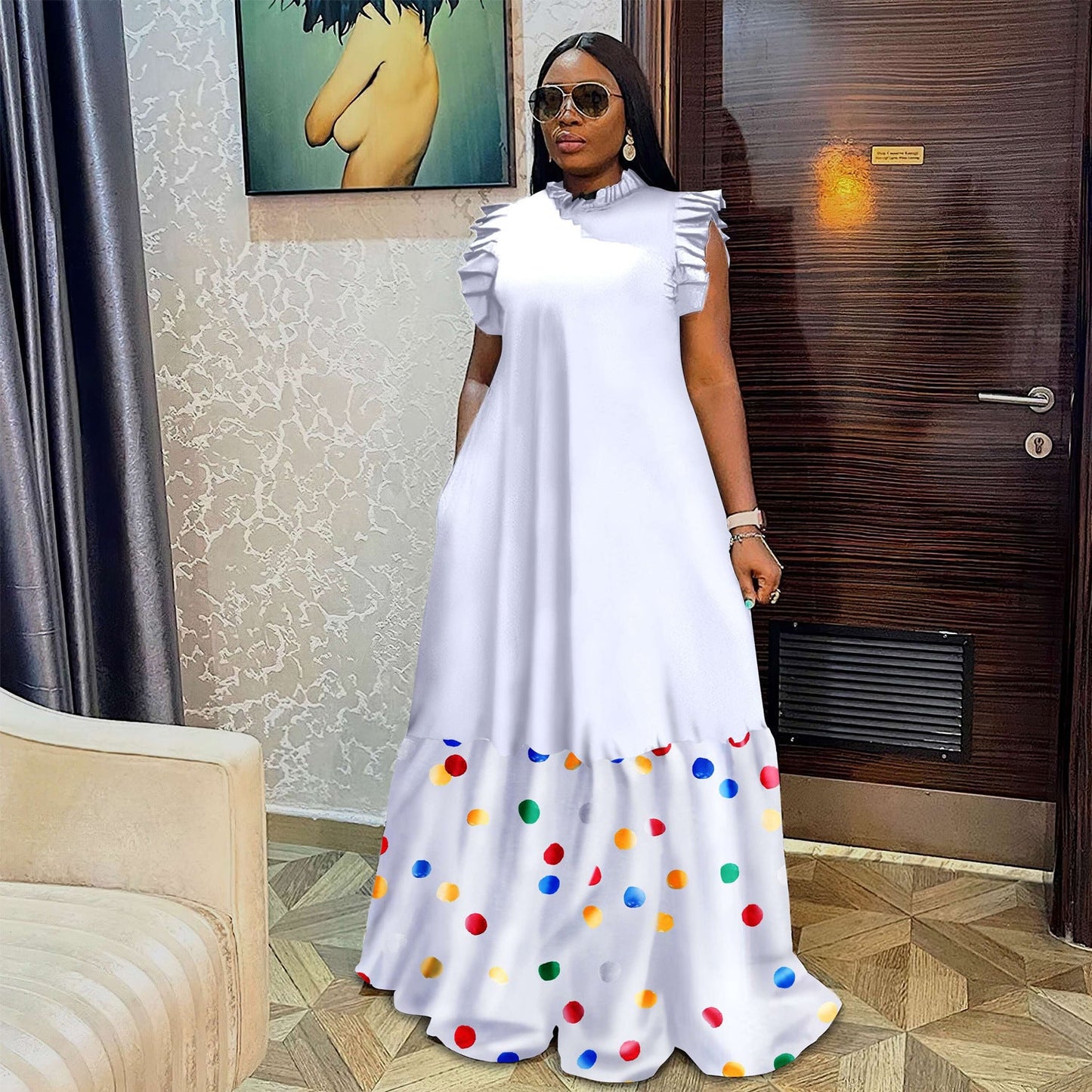 American Large Print Maxi Dress