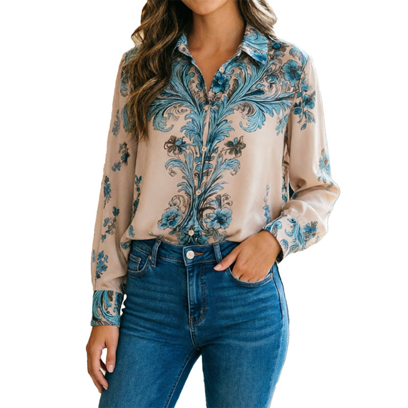 Women's Shirt Printed Casual Long Sleeve