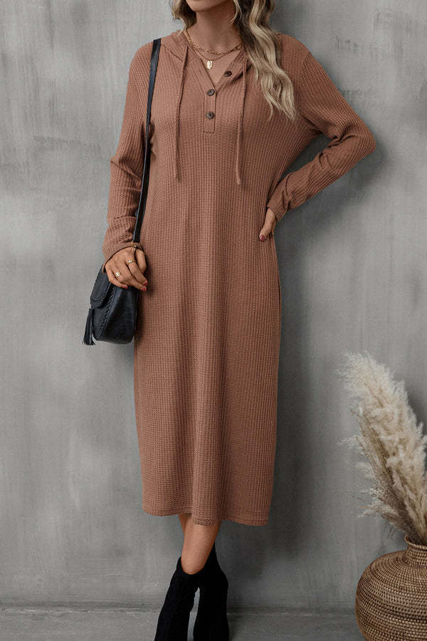 Women's Long Loose Casual Lace Up Hooded Dress